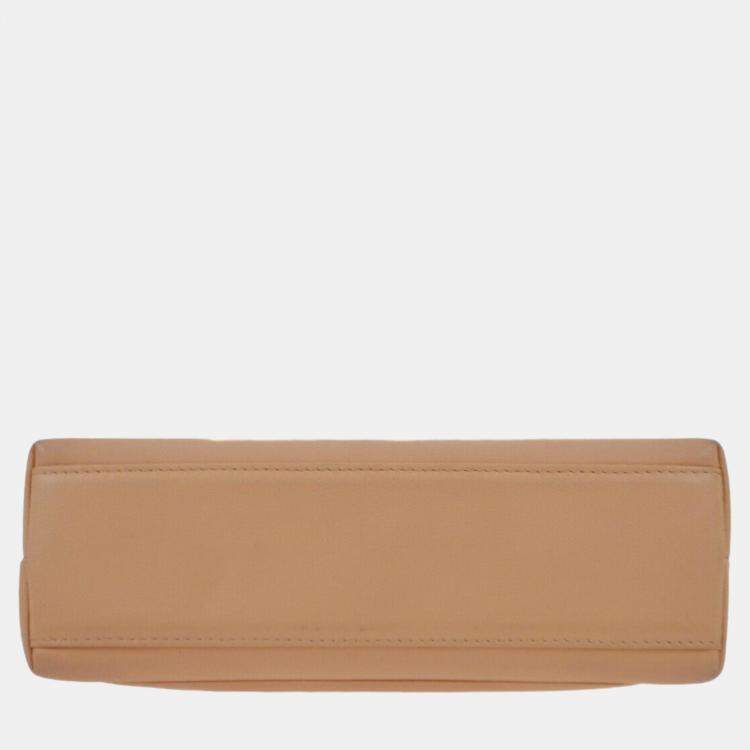 Pre Owned Chanel Beige Lambskin Handbag