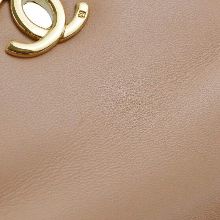 Pre Owned Chanel Beige Lambskin Handbag
