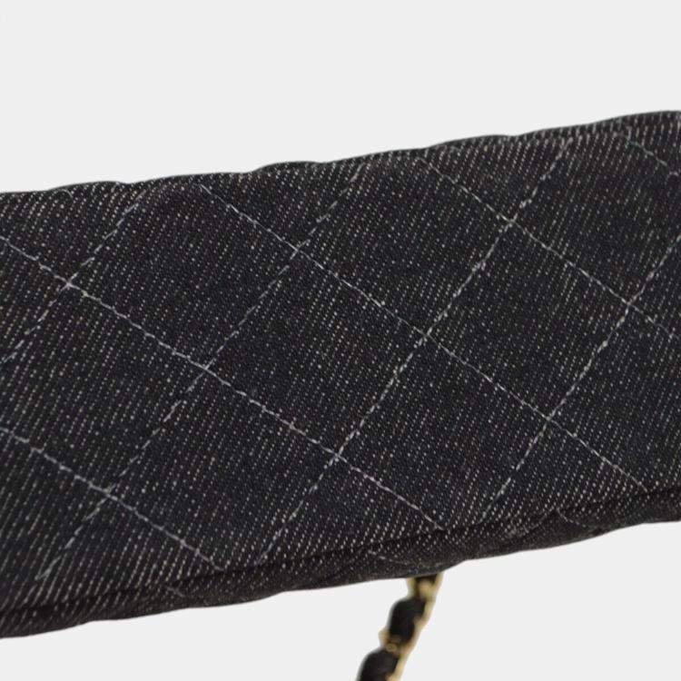 Pre Owned Chanel Black Denim Mini Classic Square Flap Shoulder Bag 17