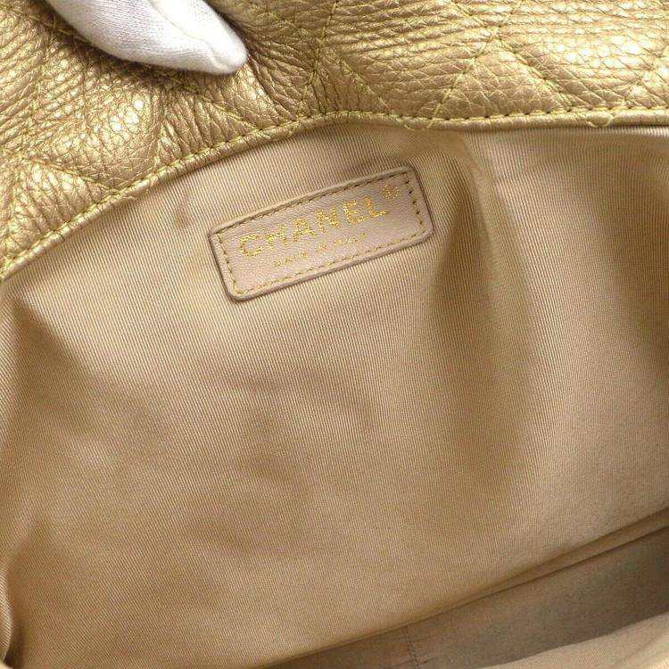 Pre Owned Chanel Gold Calfskin XXL Single Flap Shoulder Bag