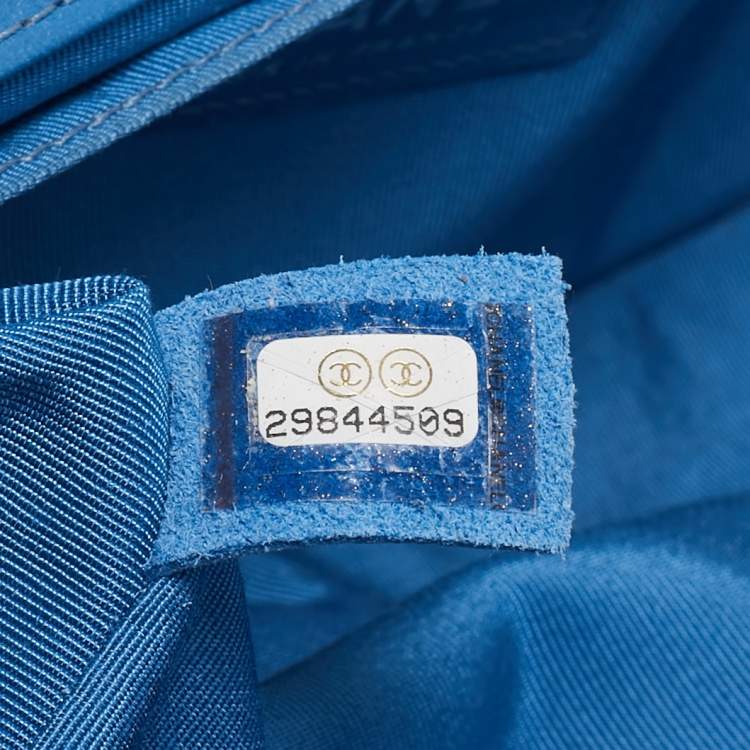 Pre Owned Chanel Light Blue Quilted Leather Medium Boy Flap Bag