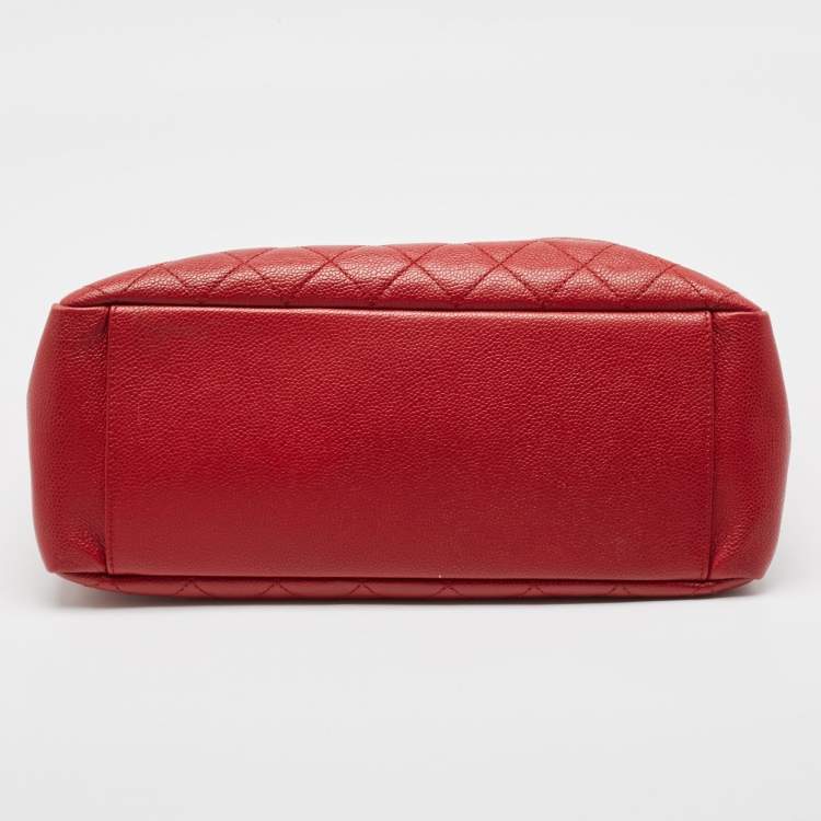 Pre Owned Chanel Red Quilted Caviar Leather GST Tote