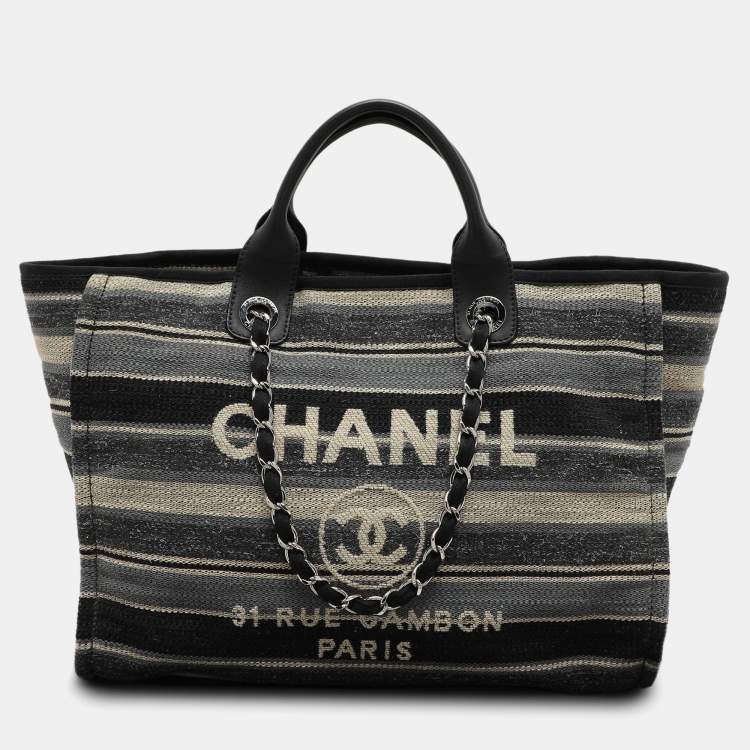 Chanel canvas deauville large tote grey best sale