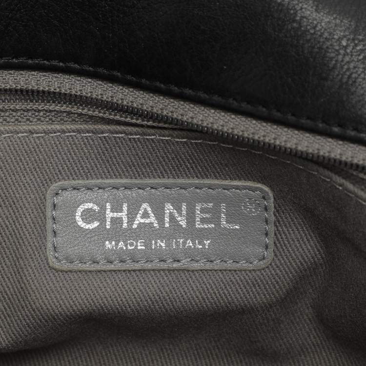Pre Owned Chanel Black Wild Stitch Quilted Leather CC Split Pocket Shoulder Bag