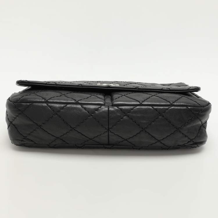 Pre Owned Chanel Black Wild Stitch Quilted Leather CC Split Pocket Shoulder Bag