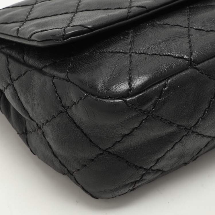 Pre Owned Chanel Black Wild Stitch Quilted Leather CC Split Pocket Shoulder Bag