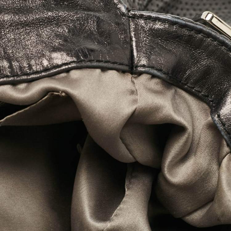 Pre Owned Chanel Metallic Grey Leather Perforated Rodeo Drive Hobo