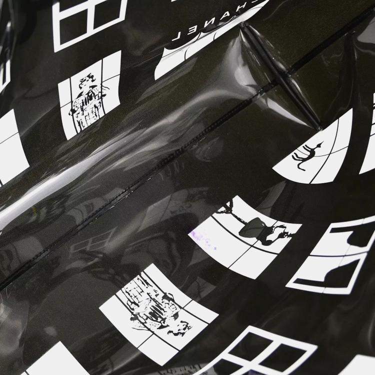 Pre Owned Chanel Black Vinyl Window Tote Handbag