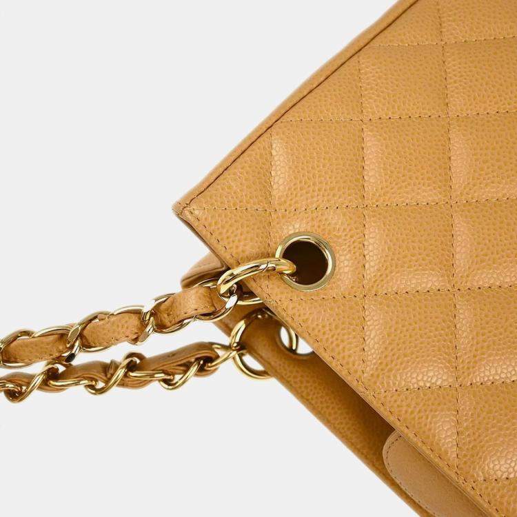 مملوكة مسبقًا Chanel Beige Calfskin Petite Shopping Tote PST Chain Handbag