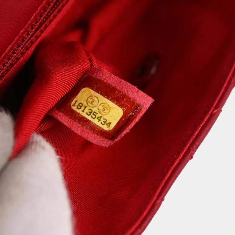 Pre Owned Chanel Red Lambskin Hula Hoop Handbag