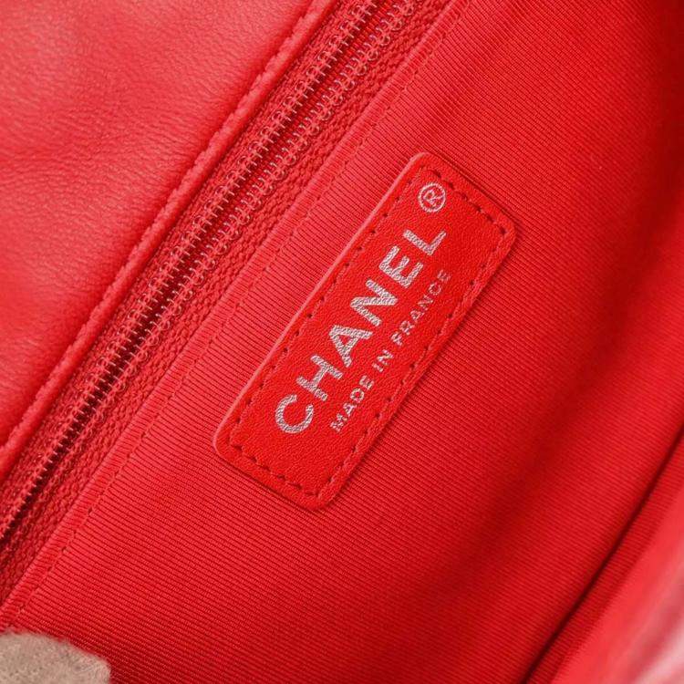 Pre Owned Chanel Red Lambskin Hula Hoop Handbag