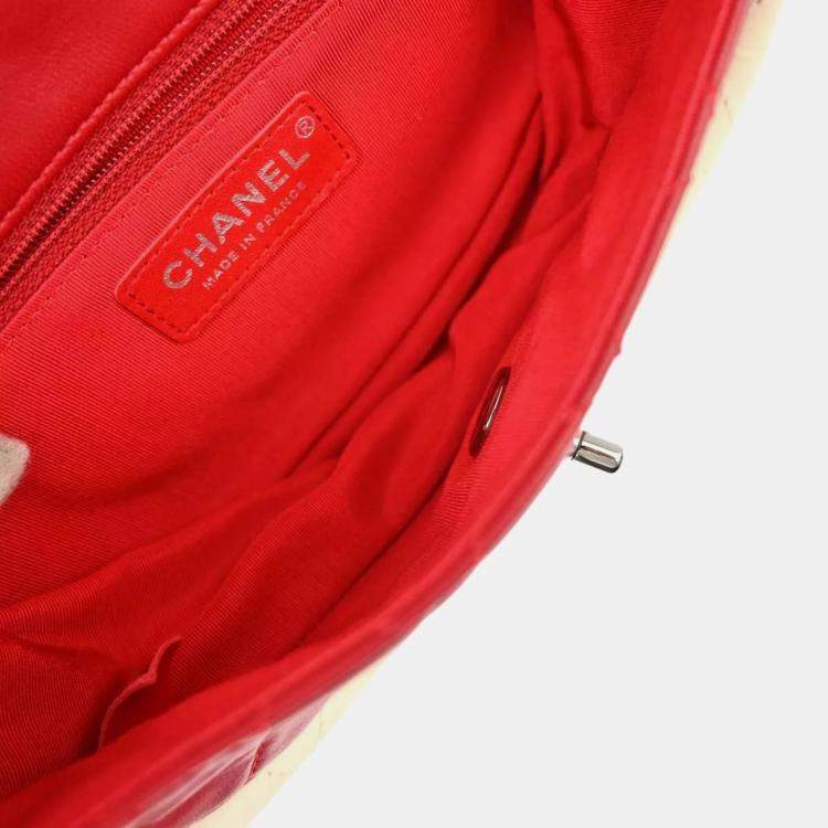 Pre Owned Chanel Red Lambskin Hula Hoop Handbag