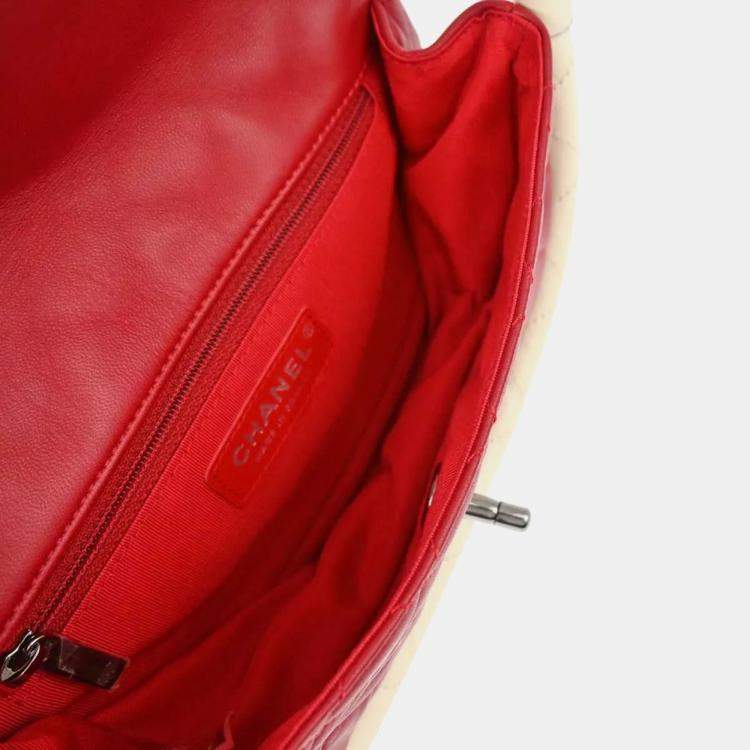Pre Owned Chanel Red Lambskin Hula Hoop Handbag