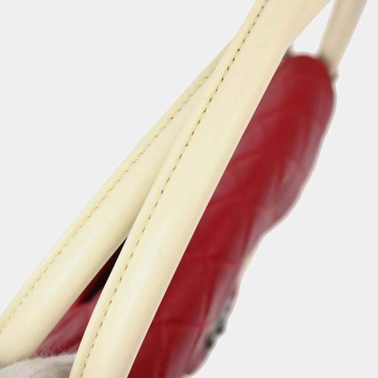 Pre Owned Chanel Red Lambskin Hula Hoop Handbag
