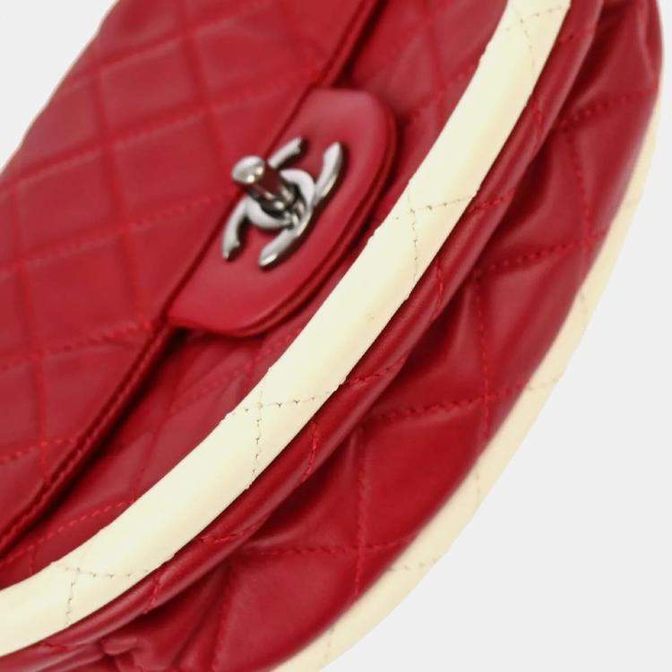 Pre Owned Chanel Red Lambskin Hula Hoop Handbag