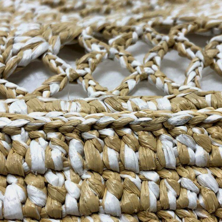 Pre Owned Chanel Raffia Beige Weaving Tote Bag