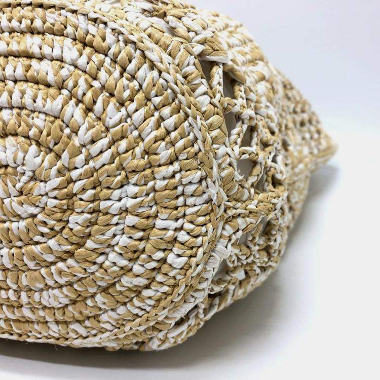 Pre Owned Chanel Raffia Beige Weaving Tote Bag