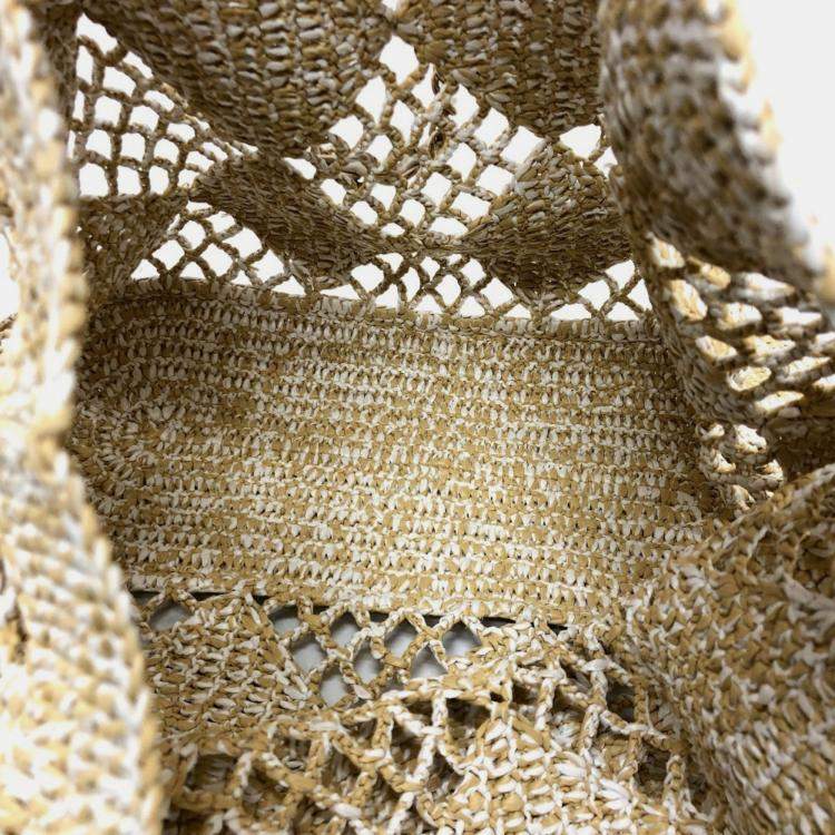 Pre Owned Chanel Raffia Beige Weaving Tote Bag