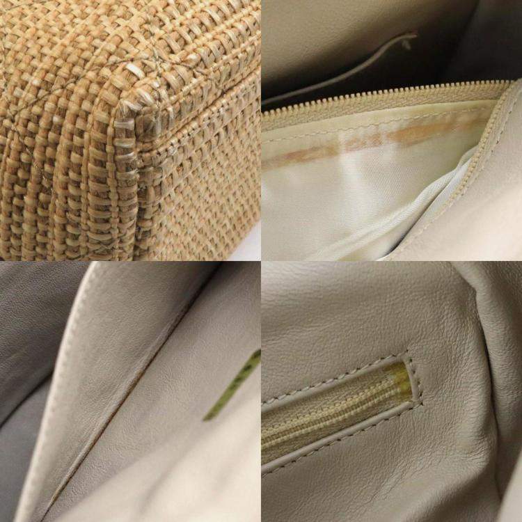 Pre Owned Chanel Beige Gold Raffia Shoulder Bag