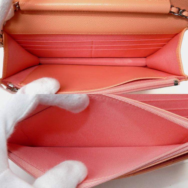 Pre Owned Chanel Salmon Pink Timeless Classic Chain Wallet Shoulder Bag