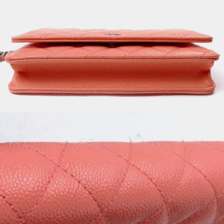 Pre Owned Chanel Salmon Pink Timeless Classic Chain Wallet Shoulder Bag