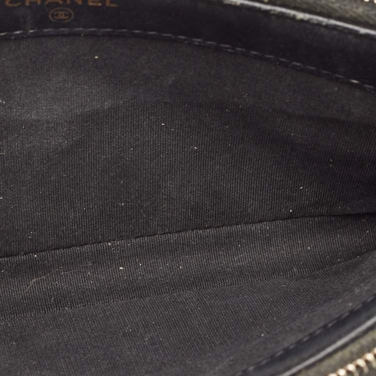 مملوكة مسبقًا Chanel Black Quilted Caviar Leather Double Zip Clutch Bag