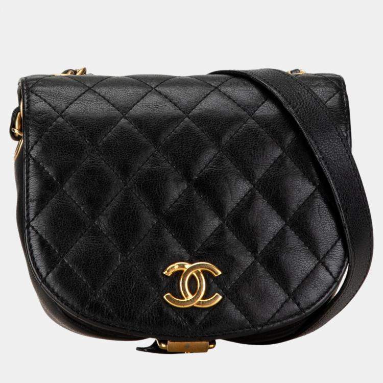 Chanel Black Quilted Grained Calfskin Casual Trip Messenger