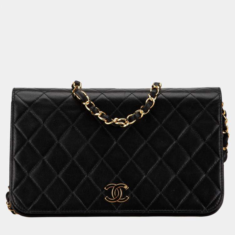 Chanel Black Quilted Lambskin CC Full Single Flap