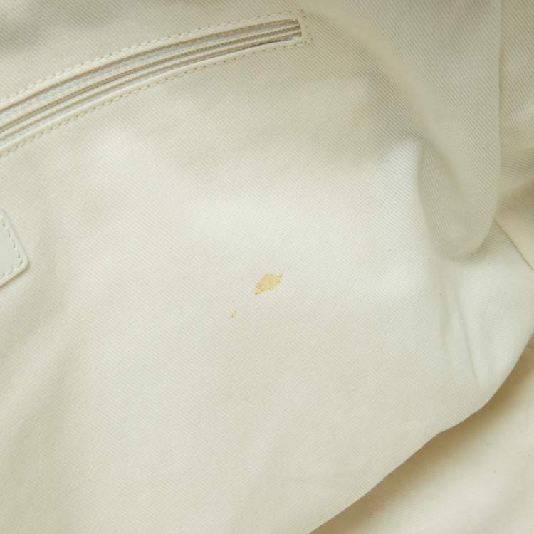 Pre Owned Chanel Chambray Blue/White Canvas CC Striped Shopper Tote