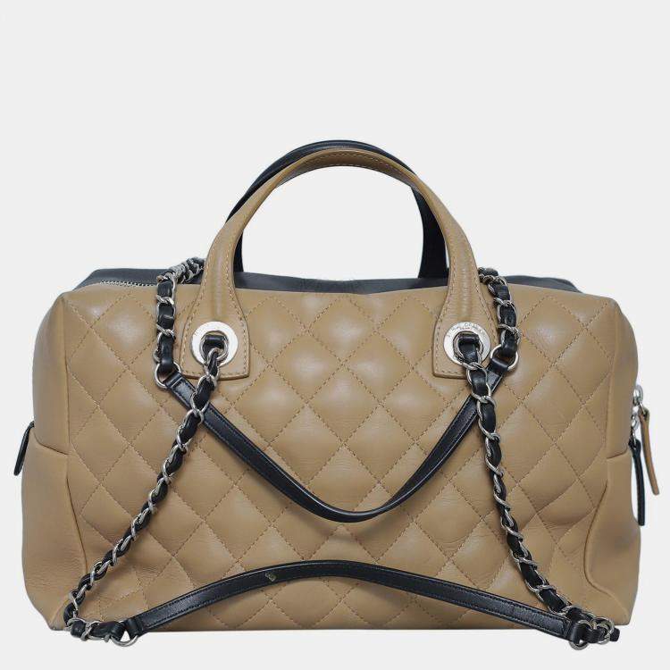 Pre Owned Chanel CC Quilted Bicolor Bowling Bag