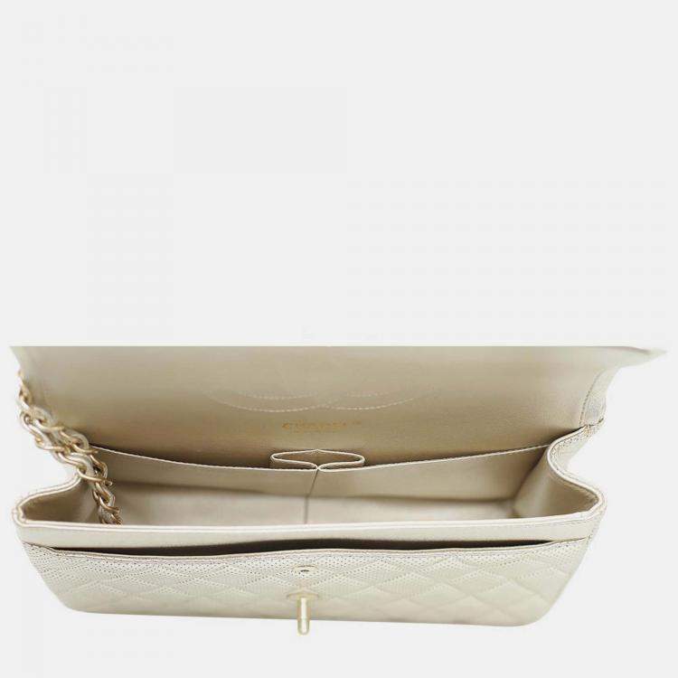 Pre Owned Chanel Metallic Perforated Jumbo Classic Double Flap Bag