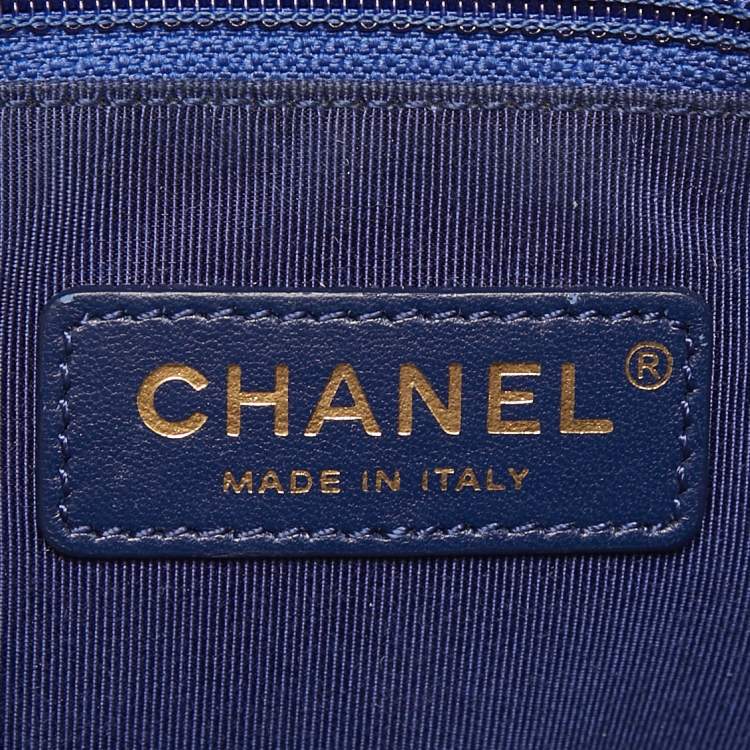 Pre Owned Chanel Blue Quilted Caviar Leather Carry Around Top Handle Bag