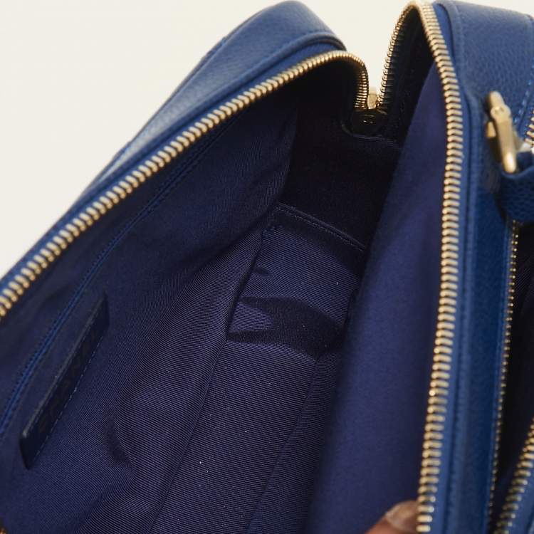Pre Owned Chanel Blue Quilted Caviar Leather Carry Around Top Handle Bag