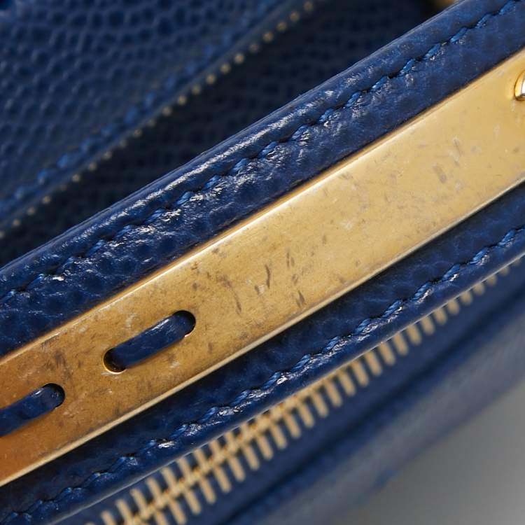 Pre Owned Chanel Blue Quilted Caviar Leather Carry Around Top Handle Bag