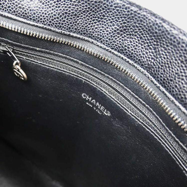 Pre Owned Chanel Black Calfskin Medallion Tote Handbag