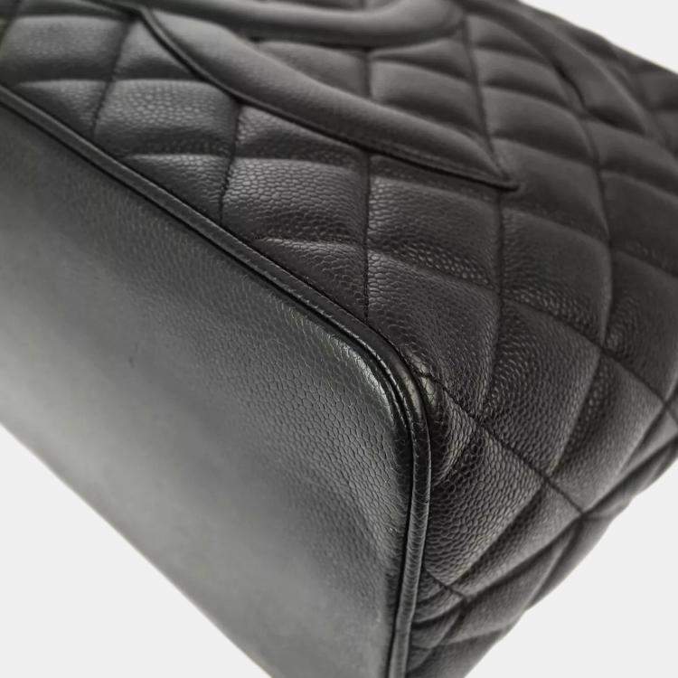 Pre Owned Chanel Black Calfskin Medallion Tote Handbag