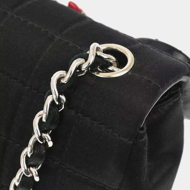 Pre Owned Chanel Black Satin Choco Bar Lipstick Shoulder Bag