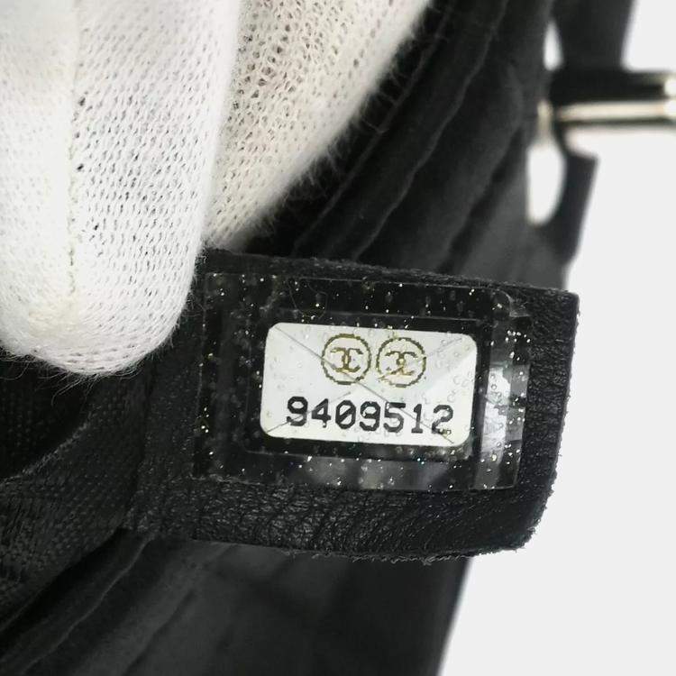Pre Owned Chanel Black Satin Choco Bar Lipstick Shoulder Bag