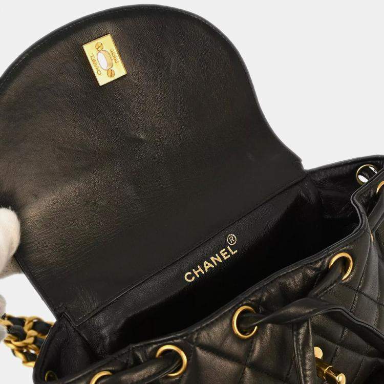 Pre Owned Chanel Black Lambskin Large Duma Backpack