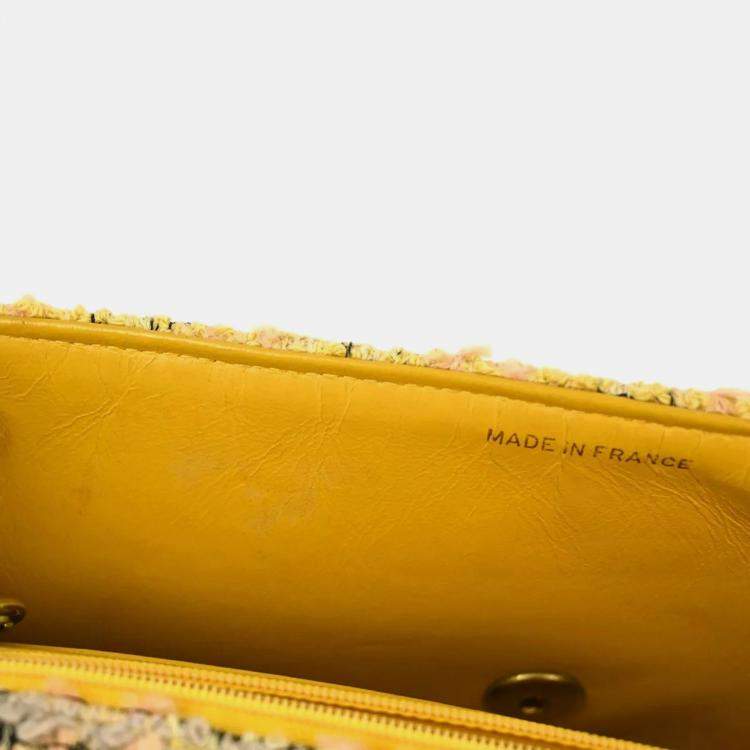 مملوكة مسبقًا Chanel Yellow Tweed Classic Single Flap 2 In 1 Hand Bag Set