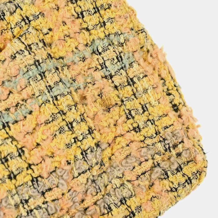 مملوكة م�سبقًا Chanel Yellow Tweed Classic Single Flap 2 In 1 Hand Bag Set