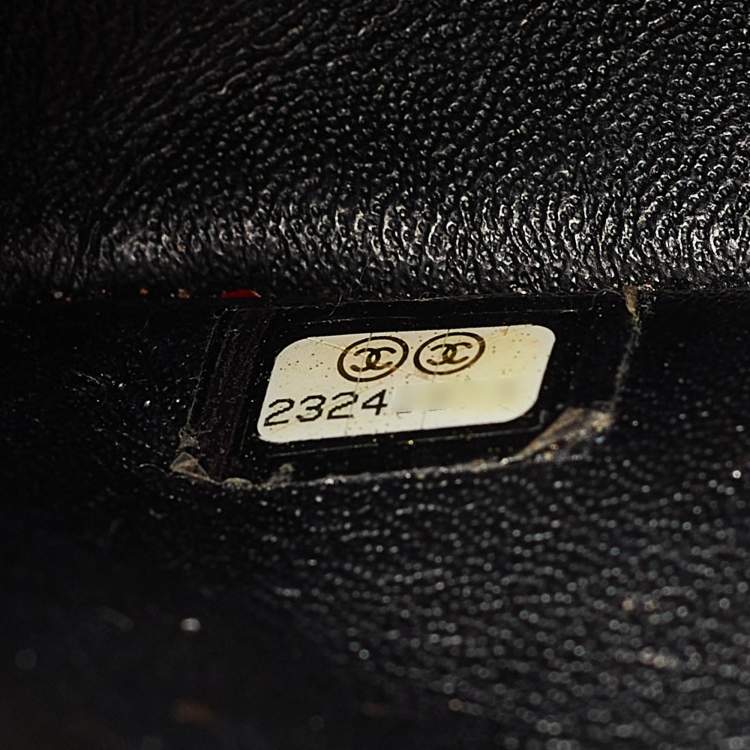 Pre Owned Chanel Black Cross Stitch Leather Mini Paris-Rome Coco Top Handle Bag