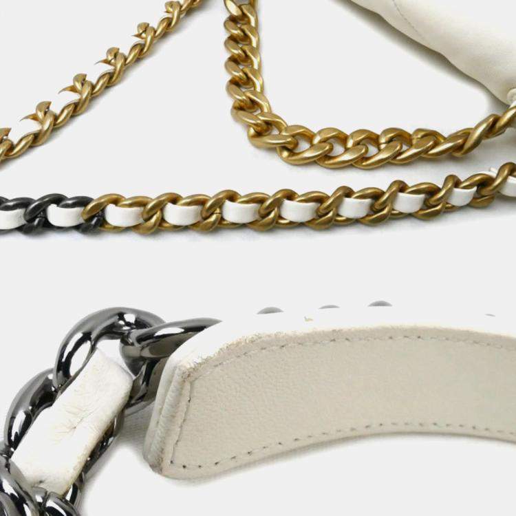 Pre Owned Chanel White Cream Chanel 19 Chain Shoulder Bag