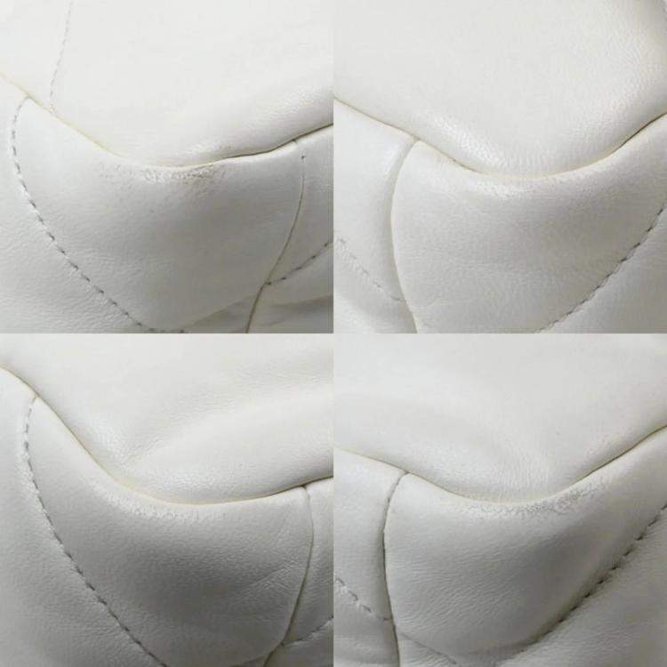 Pre Owned Chanel White Cream Chanel 19 Chain Shoulder Bag