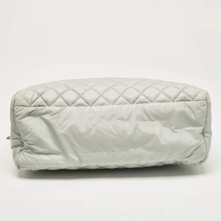 Pre Owned Chanel Mint Green Quilted Coated Nylon Coco Cocoon Tote