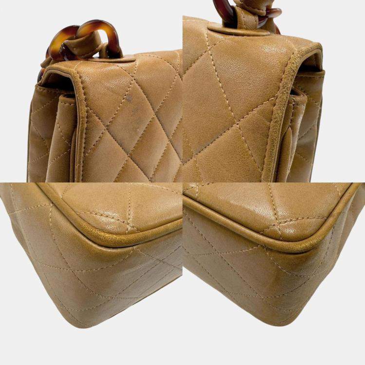 Pre Owned Chanel Brown Matelasse Leather Plastic Shoulder Bag