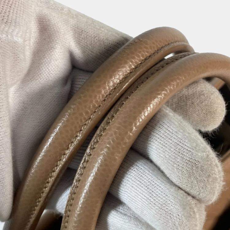 Pre Owned Chanel Caviar Skin Beige CC Coco Mark Tote Bag