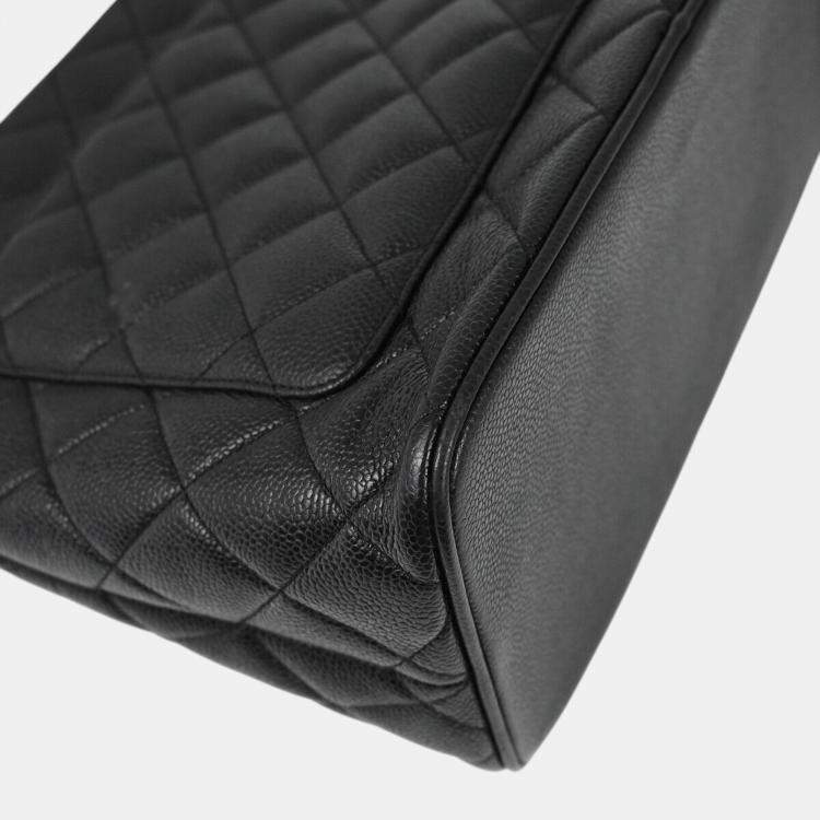 Pre Owned Chanel Black Calfskin Medallion Tote Handbag