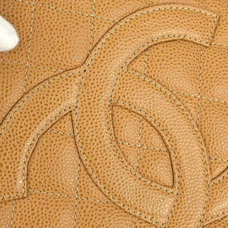 Pre Owned Chanel Beige Calfskin Grand Shopping Tote GST Chain Handbag