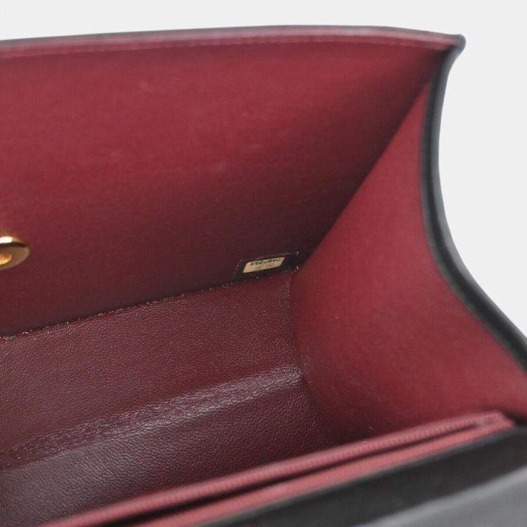 Pre Owned Chanel Black Lambskin Turnlock Small Half Flap Shoulder Bag